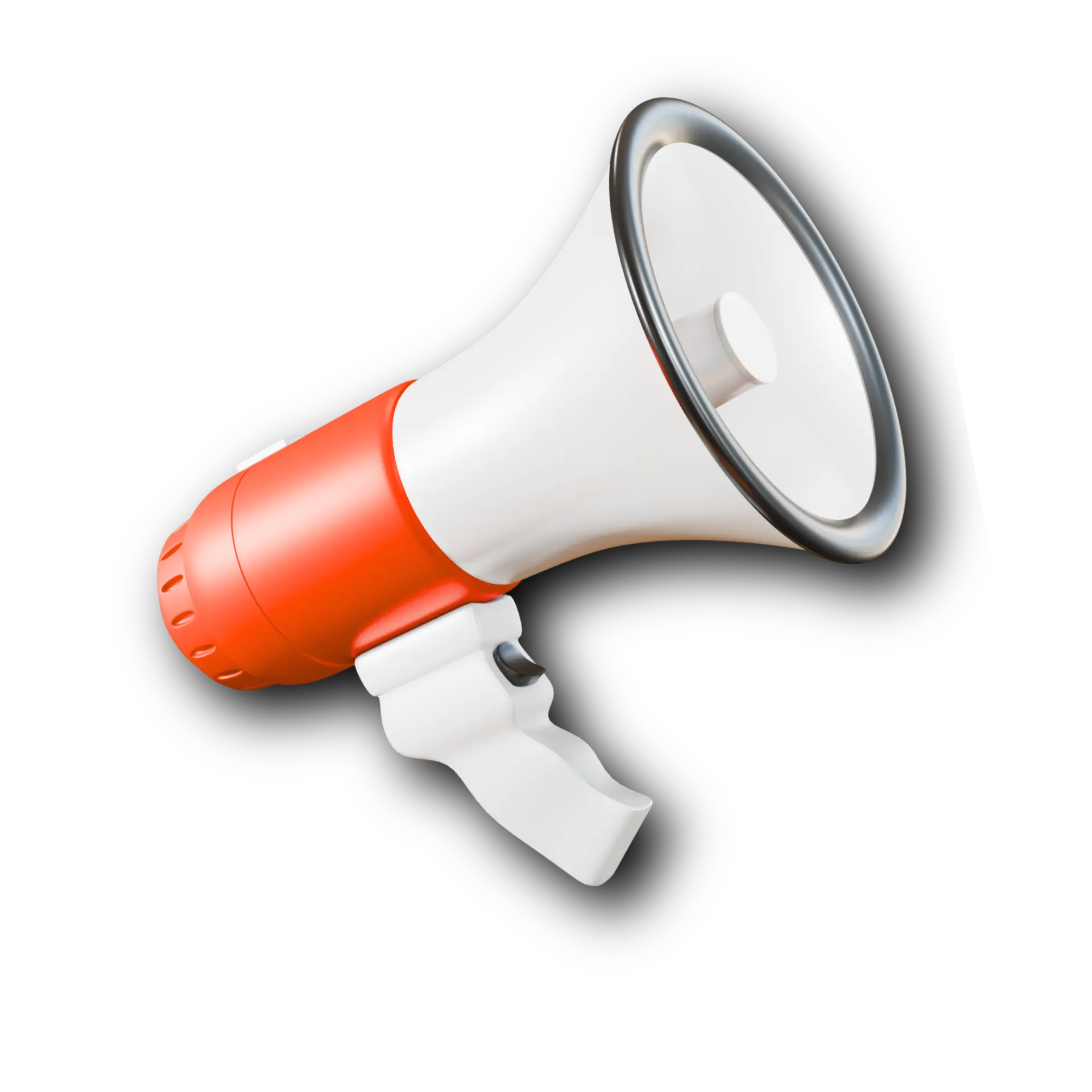 Mégaphone blanc et orange, symbole des vidéos publicitaires